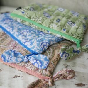 ブロックプリントのキルトポーチ🧵 flat pouch